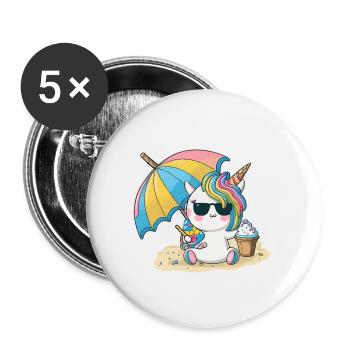 Einhorn-Feenstaub - Lassen Sie sich verzaubern. - Buttons groß 56 mm (5er Pack) - Weiß - Vorne