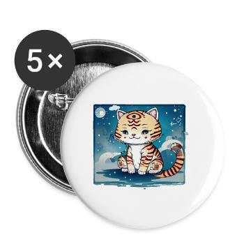A cat design that couldn't be sweeter. - Buttons large 2.2''/56 mm (5-pack) - white - Front