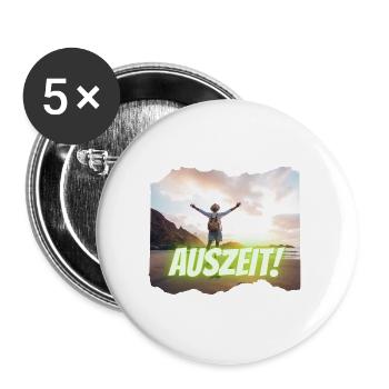 Auszeit Urlaub Sonne und Meer braucht jeder - Buttons groß 56 mm (5er Pack) - Weiß - Vorne