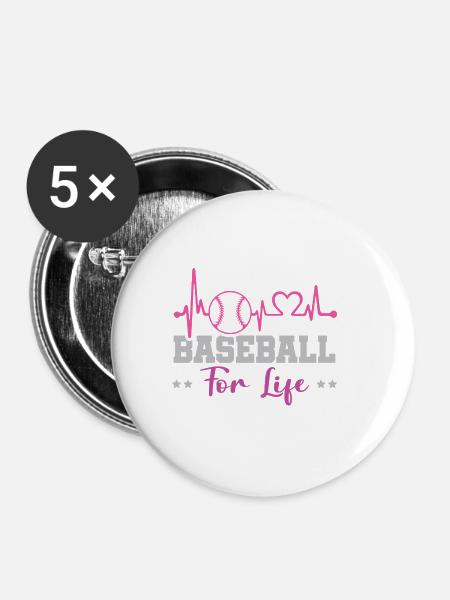 baseball fürs leben - Buttons groß 56 mm (5er Pack) - Weiß