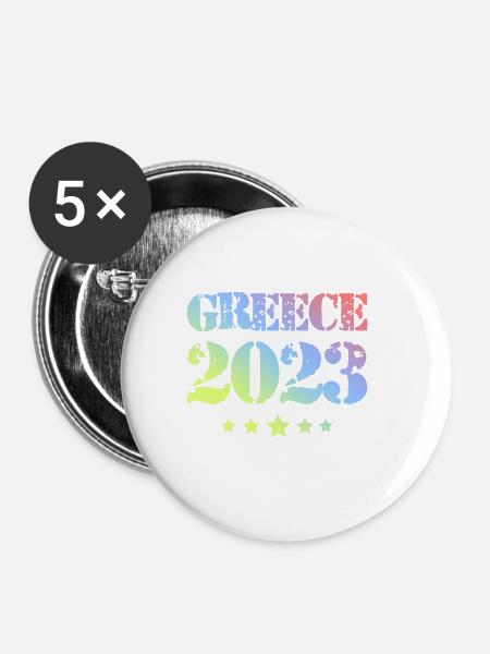Greece 2023 - Buttons groß 56 mm (5er Pack) - Weiß