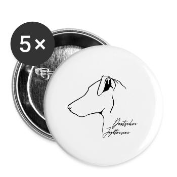 Deutscher Jagdterrier Profil Hunde Hund Wilsigns - Buttons groß 56 mm (5er Pack) - Weiß - Vorne