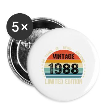 Vintage 1988 36 Years Old 36th Birthday Limited - Buttons large 2.2''/56 mm (5-pack) - white - Front