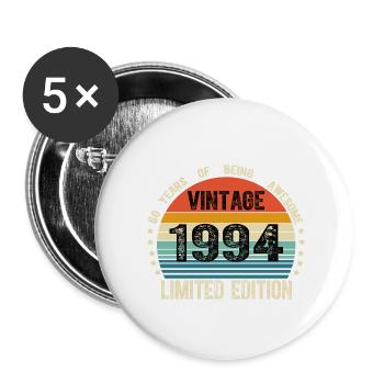 Vintage 1994 30 Years Old 30th Birthday Limited - Buttons large 2.2''/56 mm (5-pack) - white - Front