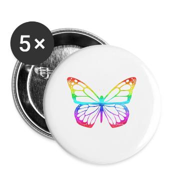 Schmetterling Geschenke Falter Schmetterlinge - Buttons groß 56 mm (5er Pack) - Weiß - Vorne