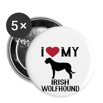 Ich Liebe Meinen Irischen Wolfshund - Buttons groß 56 mm (5er Pack) - Weiß - Vorne