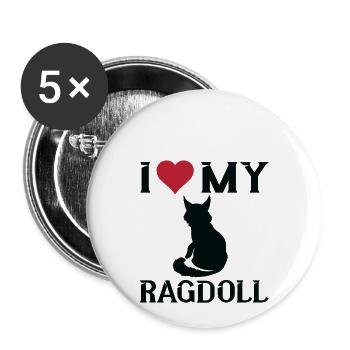 Ich Liebe Meine Ragdoll-Katze - Buttons groß 56 mm (5er Pack) - Weiß - Vorne