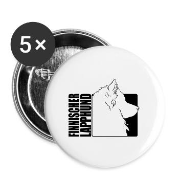 Finnischer Lapphund Profil Hunde Hund Wilsigns - Buttons groß 56 mm (5er Pack) - Weiß - Vorne