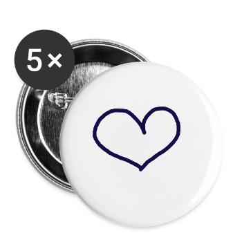 Black Heart Gift Idea Hearts - Buttons large 2.2''/56 mm (5-pack) - white - Front