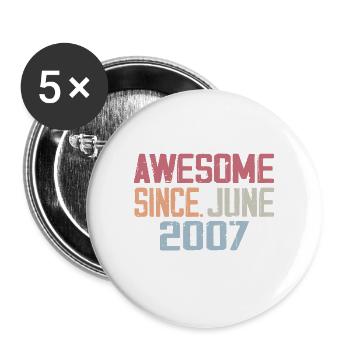 Juin 2007 Juin Cadeau Anniversaire June 2007 Rétro - Lot de 5 grands badges (56 mm) - blanc - Devant
