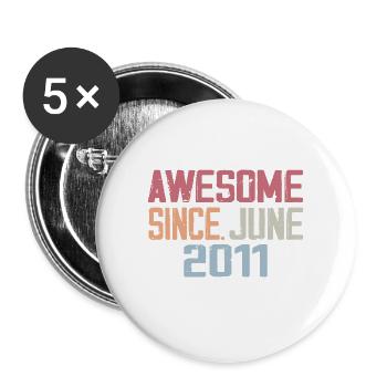 Juin 2011 Juin Cadeau Anniversaire June 2011 Rétro - Lot de 5 grands badges (56 mm) - blanc - Devant