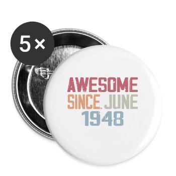 Juin 1948 Juin Cadeau Anniversaire June 1948 Rétro - Lot de 5 grands badges (56 mm) - blanc - Devant