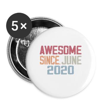 Juin 2020 Juin Cadeau Anniversaire June 2020 Rétro - Lot de 5 grands badges (56 mm) - blanc - Devant