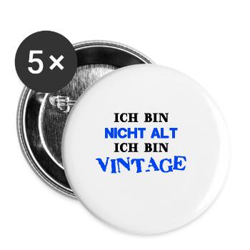 Nicht alt Vintage Geschenkidee lustig Geburtstag - Buttons groß 56 mm (5er Pack) - Weiß - Vorne