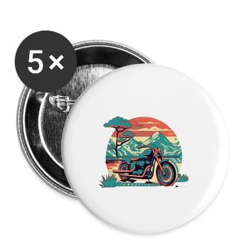 MOTORRAD - Buttons groß 56 mm (5er Pack) - Weiß - Vorne