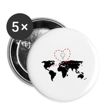 Heißluftballon Ballonfahrt Himmel I Geschenk - Buttons groß 56 mm (5er Pack) - Weiß - Vorne