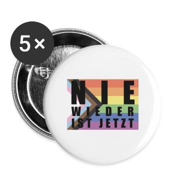 Nie Wieder ist jetzt LGBTQAI+ Flagge - Buttons groß 56 mm (5er Pack) - Weiß - Vorne