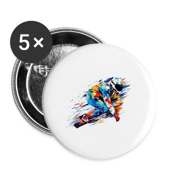 Snowboard Sport Spiel Champion Wettbewerb Zusammenfassung - Buttons groß 56 mm (5er Pack) - Weiß - Vorne
