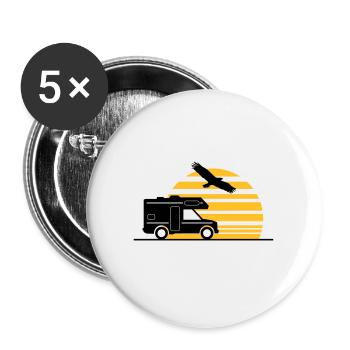 CAMPER BUS Camper Car Sun - Buttons large 2.2''/56 mm (5-pack) - white - Front