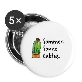 Sommer Sonne Kaktus Life mein kleiner grüner - Buttons groß 56 mm (5er Pack) - Weiß - Vorne