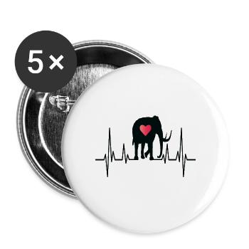 Mammut Ausgestorbener Elefant Geschenk - Buttons groß 56 mm (5er Pack) - Weiß - Vorne