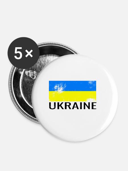 Ukraine used - Buttons groß 56 mm (5er Pack) - Weiß