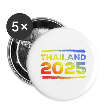 Thailand 2025 Bunt - Buttons groß 56 mm (5er Pack) - Weiß - Vorne