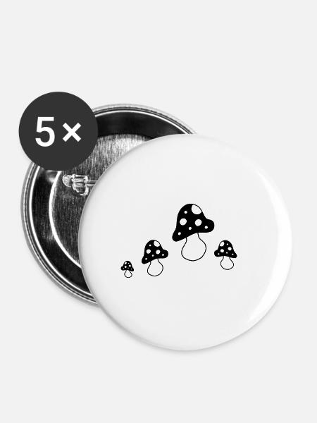 Gruppe Fliegenpilze - Buttons groß 56 mm (5er Pack) - Weiß