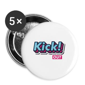 Pop-Art Comic Retro Vintage Text "Kick Out" - Buttons groß 56 mm (5er Pack) - Weiß - Vorne