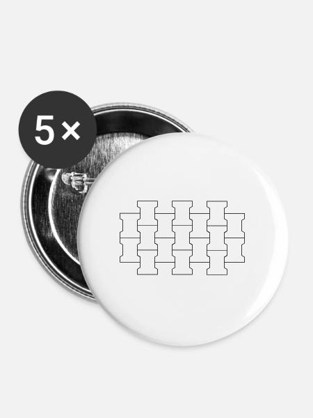 Kopfsteinpflaster - Bürgersteig - Buttons groß 56 mm (5er Pack) - Weiß