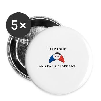 Keep calm France croissant gift idea funny - Buttons large 2.2''/56 mm (5-pack) - white - Front