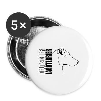 Deutscher Jagdterrier Profil Hunde Hund Wilsigns - Buttons groß 56 mm (5er Pack) - Weiß - Vorne