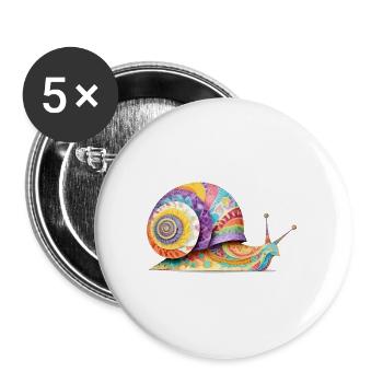 Escargot Ludique Adorable Amusant Animal Coloré Mignon - Lot de 5 grands badges (56 mm) - blanc - Devant