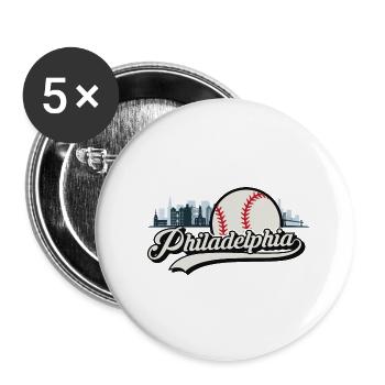 Philadelphia baseball skyline Philly USA Sport - Buttons groß 56 mm (5er Pack) - Weiß - Vorne