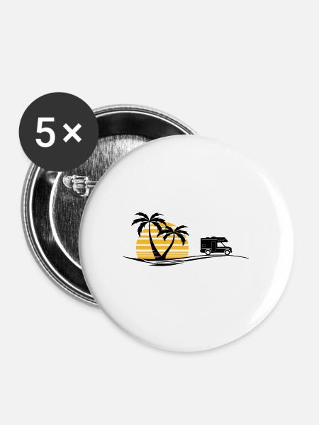 CAMPER BUS VAN Travel Palms South - Buttons large 2.2''/56 mm (5-pack) - white