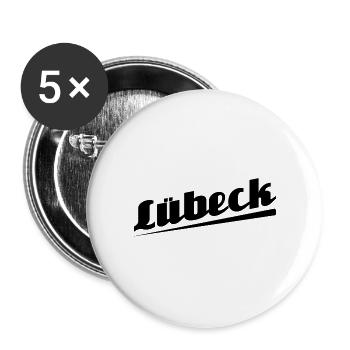 Lübeck - Textdesign mit Stadtnamen - Buttons groß 56 mm (5er Pack) - Weiß - Vorne