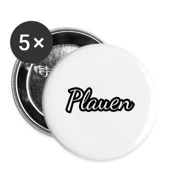 Plauen - Textdesign mit Stadtnamen - Buttons groß 56 mm (5er Pack) - Weiß - Vorne