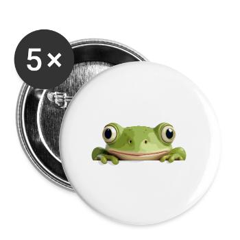 grenouille jeter un coup d’œil mignon adorable drôle animal dessin animé - Lot de 5 grands badges (56 mm) - blanc - Devant