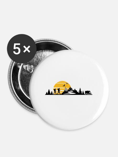 WANDERN Wanderer Forest Mountains Rv-rally - Buttons large 2.2''/56 mm (5-pack) - white