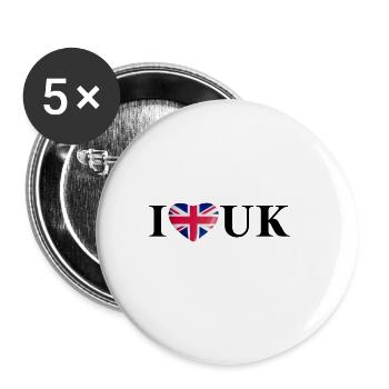 I LOVE UK Gift Idea Royaume-Uni - Lot de 5 grands badges (56 mm) - blanc - Devant