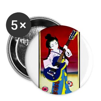 Geisha berçant le monde - Lot de 5 grands badges (56 mm) - blanc - Devant