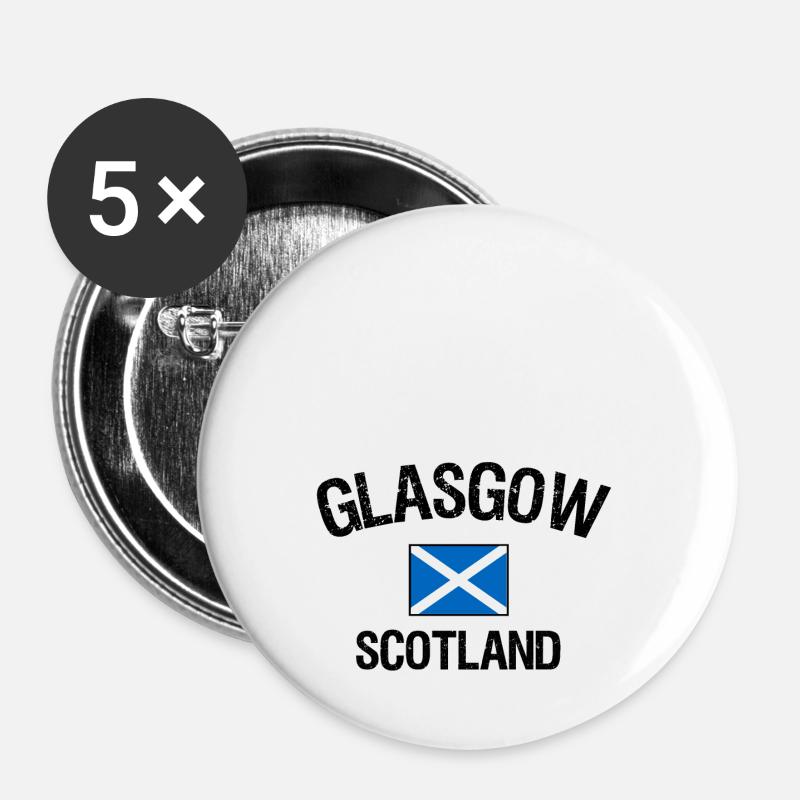 Glasgow Scotland - Buttons large 2.2''/56 mm (5-pack) - white