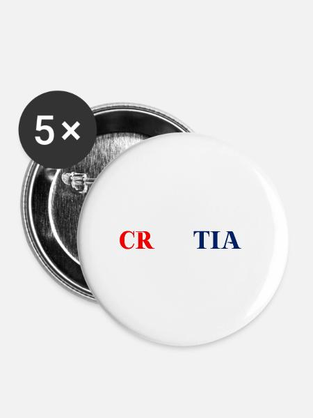 Kroatien Geschenkidee kroatische Flagge - Buttons groß 56 mm (5er Pack) - Weiß