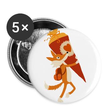 Schulfuchs - Buttons groß 56 mm (5er Pack) - Weiß - Vorne