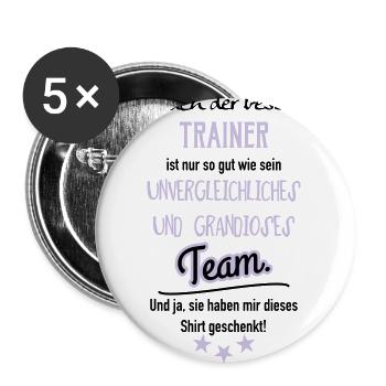 Bester Trainer Shirt - Buttons groß 56 mm (5er Pack) - Weiß - Vorne