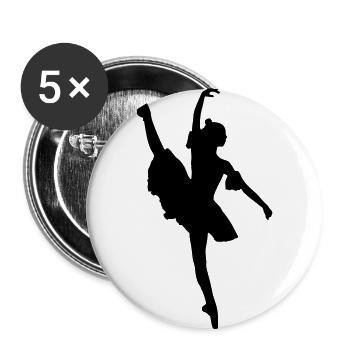 Ballerina, Tänzerin - Buttons groß 56 mm (5er Pack) - Weiß - Vorne