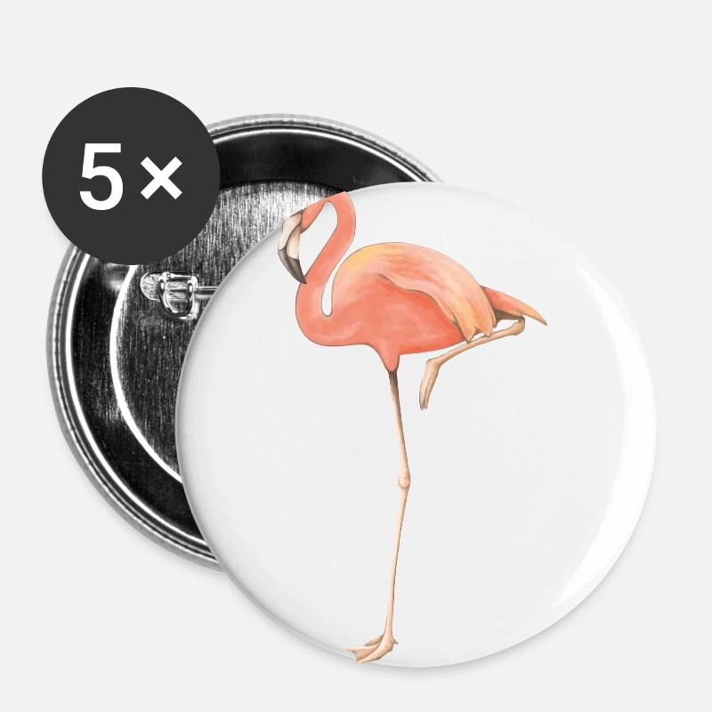 Flamingo solo - Buttons large 2.2''/56 mm (5-pack) - white