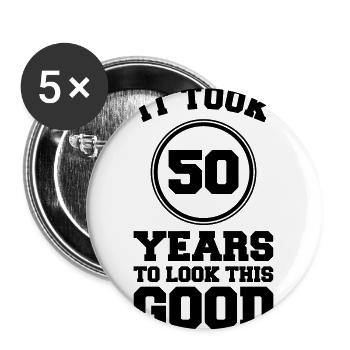 50 Years T-Shirt Gift Idea Christmas Funny - Buttons large 2.2''/56 mm (5-pack) - white - Front