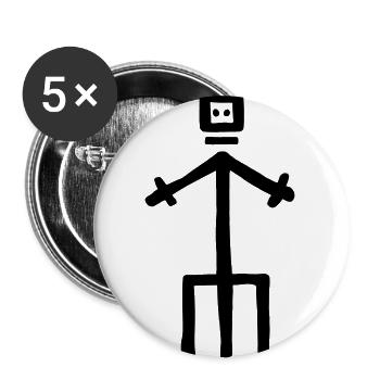 Highlander Strichmännchen - Buttons groß 56 mm (5er Pack) - Weiß - Vorne