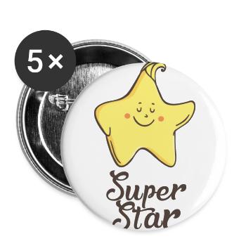 Star: Super star - Lot de 5 grands badges (56 mm) - blanc - Devant